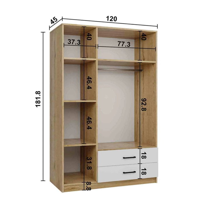 Hanah Home Armario Yaman 1600-209 Nogal y Blanco